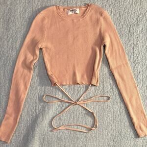 Double Zero Peach Cropped Sweater - Womens Size Medium